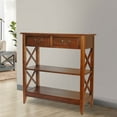 thumbnail image 3 of Benjara 2 Drawer Wooden Accent Table with X Shape Sides, Brown, 3 of 4