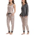 thumbnail image 2 of Karen Neuburger Women's 3-Piece Printed Soft Pajama Lounge Set (Gray, 2X), 2 of 6