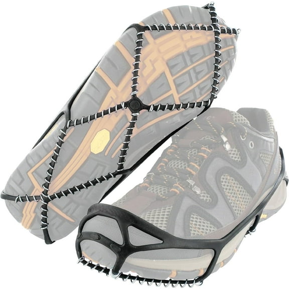 Walk Traction Cleats, Crampons, 360-Degree Grip on Snow, Ice, & Multi-terrain Surfaces, Elastic Outer Band / Easy-On/Off Heel Tab & 1.2mm Zinc-coated Steel Coils - Abrasion & Rust Resistant
