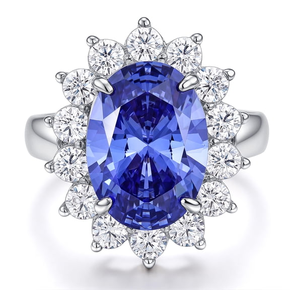 Blongme Blue Tanzanite Rings for Women 5.6Ct Oval Cut December Birthstone Engagement Ring Anniversary Gift for Her Size 7