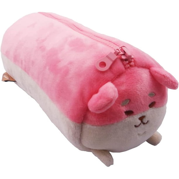 Estuche para lápices con diseño de animales de peluche y perro para adolescentes y neceser, 1 paquete, color marrón y blanco.