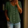 thumbnail image 3 of Linen Shirts for Women Summer Empire Waist Cotton Button Peplum Blouse Casual Plus Size Lightweight Gauze Tunic Tops,Green,XL, 3 of 8