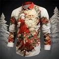 thumbnail image 2 of XDZJLR Men's Christmas Shirts Xmas Santa Printed Button Lapel Long Sleeve Shirt Top Polo Shirts For Men Red Xxxl, 2 of 3