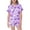 Purple, variant on Girls Home Clothes Set Cute Print Short Sleeved Lapel Shirt and Shorts 2 Piece Summer Thin Sleepwear Set(Red,4-5 Years)