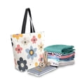 thumbnail image 2 of FORMRS Womens Canvas Tote Bag with Zipper Inner Pocket Shoulder Handbag, Beige Retro Flower, 2 of 7