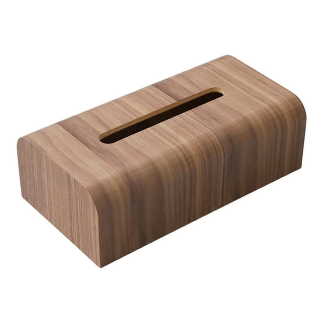 Caja rectangular de madera para pañuelos de papel, estuche para pañuelos faciales, soporte para pañuelos marron oscuro