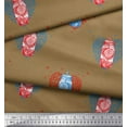 thumbnail image 1 of Soimoi Brown Crepe Silk Fabric Heart & Lemon Juice Jar Beverages Print Fabric by the Yard 42 Inch Wide, 1 of 1
