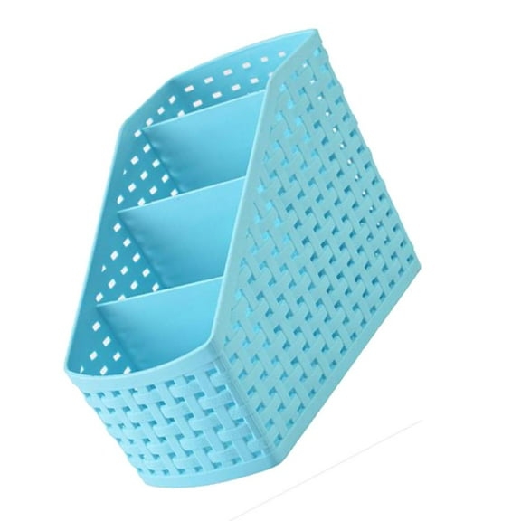 YWJLQH Plastic Makeup office Holder Kitchen Desktop Storage Organizer Basket Blue