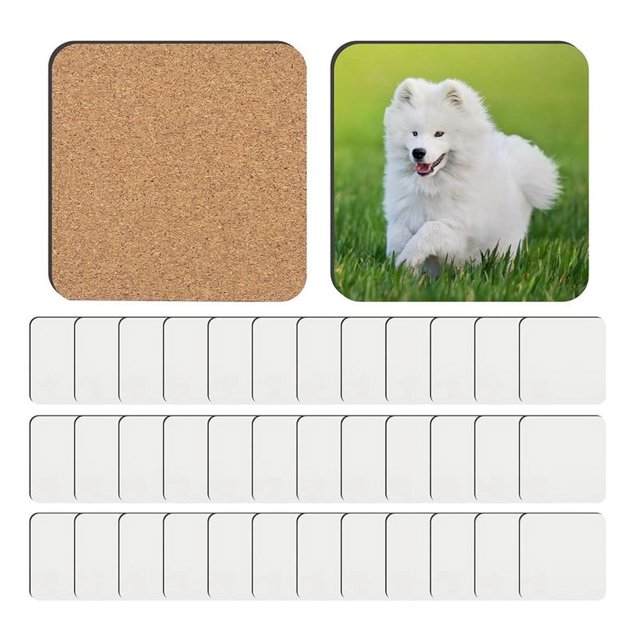 Posavasos de sublimación en blanco Posavasos de transferencia térmica con parte posterior de corcho y MDF