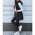 thumbnail image 4 of Women Long Vest Solid Color Sleeveless Hood Winter Puffer Vest Outwear, 4 of 9