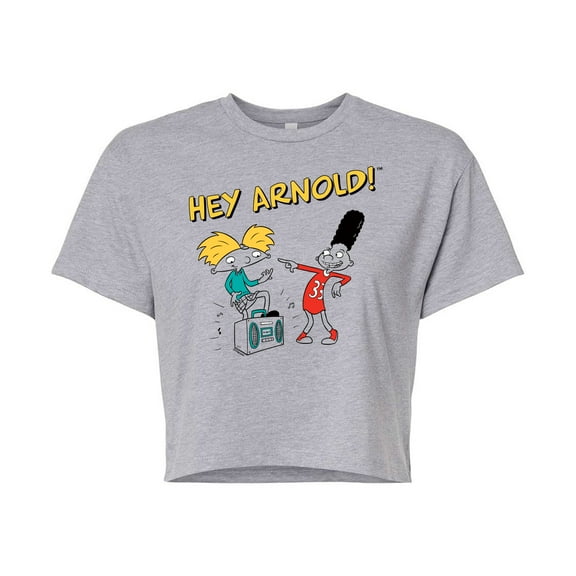 Hey Arnold! - Best Buds - Juniors Cropped Cotton Blend T-Shirt
