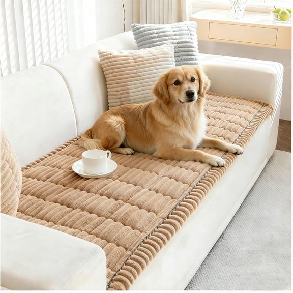 Plush Pet Sofa Cushion Protector, Washable Non Slip Couch Cover for Dogs, Pet Hair & Scratch Resistant Furniture Slipcover for Indoor Sofa