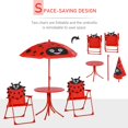 thumbnail image 4 of Ensemble de Table et Chaises de Pique-Nique d'Extérieur 4 Pcs avec Parasol Réglable, Mobilier Pliant en Métal Rouge et Polyester pour Cour Arrière, Jardin, Patio et Terrasse, Table de 19,75 Pouces, 4 of 7