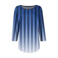 thumbnail image 4 of UAMVSH Women Shirts Casual 3/4 Sleeve Crew Neck Blouses Trendy Pleated Front Printed Dressy Tunic Tops with Curved Hem(XX-Large,Blue), 4 of 6
