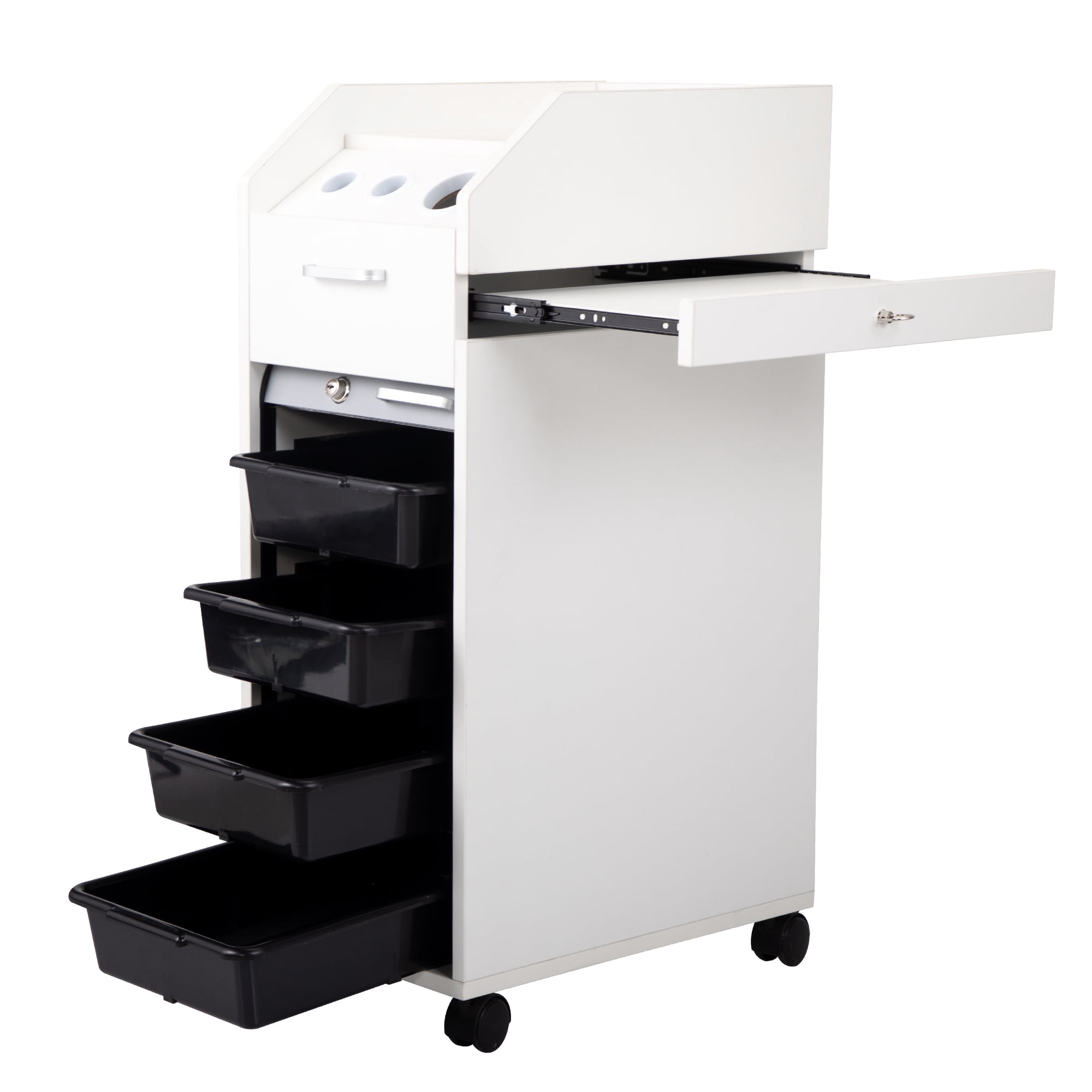 Veryke Beauty Hairdressing Utility Cart Storage Trolley Mobile Salon Spa Tool Station White Walmart Com