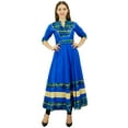 thumbnail image 2 of Bimba Women's Cotton Kurti Long Flared Anarkali Kurta 3/4 Sleeve Designer Indian Tunic, Royal Blue, 22, 2 of 9