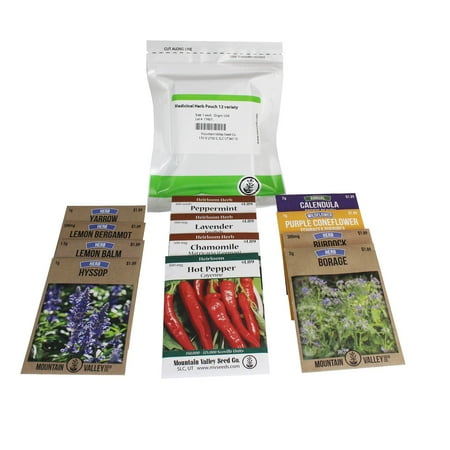 Yarrow Seeds Medicinal Herb Seed Assortment - Healing Herb Seeds - Valerian, Cayenne, Yarrow, Chamomile, Burdock, More ()