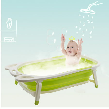 Gymax Green Baby Folding Bathtub Infant Collapsible Portable Shower Basin w/