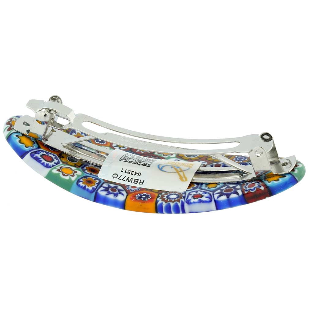 GlassOfVenice Murano Glass Millefiori Oval Hair Clip - Multicolor