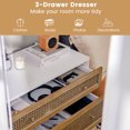 thumbnail image 5 of Vicamelia 3-Drawer Rattan Drawers Chest, Modern Closet Dresser Storage Cabinet for Living Room Bedroom, White&Brown, 5 of 8
