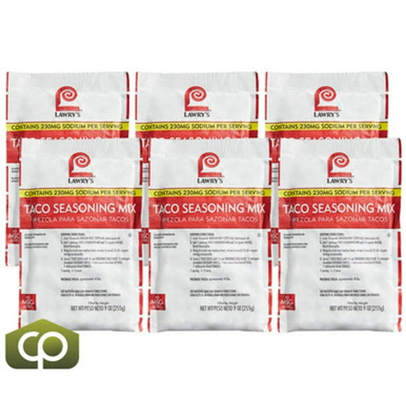 Lawry's Taco Seasoning Mix, 9 oz. - 6/Case - Perfect Blend for Tasty Tacos