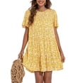 thumbnail image 2 of Bellella Ladies Swing Dresses Summer Short Mini Dress Ruffle Sundress Casual Floral Print Women Yellow S, 2 of 4