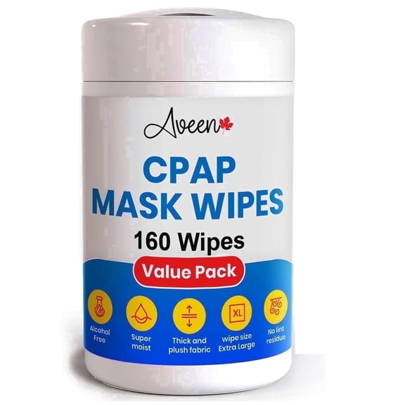 Aveen CPAP Mask Cleaning Wipe, 160 Extra Large Wet Wipes, Unscented, Lint Free Wipes for for Daily Cleaning of CPAP Masks