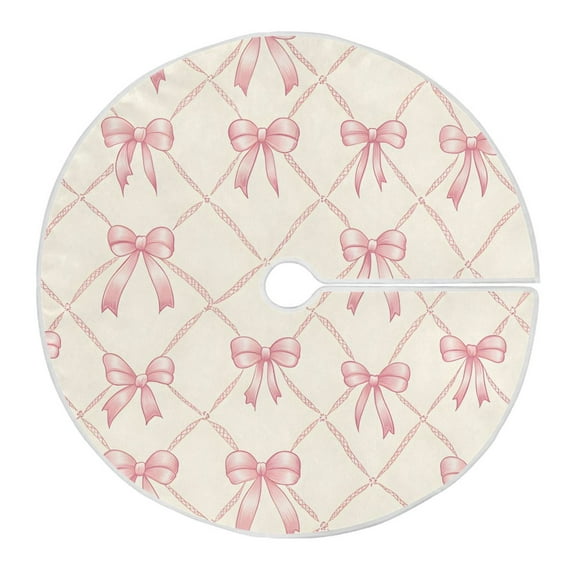 Ryvnso Christmas Tree Skirt Bows Checkered Xmas Tree Skirts Ornament Home Decorations 35.4"