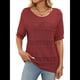 thumbnail image 2 of Suéteres de Corta para Mujer, Suéter de Cuello Redondo de Verano, Tops de Crochet. Rojo XL, 2 of 9