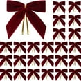 thumbnail image 2 of 24pcs Pre Tied Bows Velvet Ribbon Bows Classic Christmas Tree Hanging Decorations DIY Wreath Gift Bows/ Christmas Tree Hanging Decoration Bow Wine Red, 2 of 8