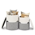 thumbnail image 1 of Costway Pouf de Rangement en Tissu de Lin, Ensemble de 2, Pouf Rond Moderne avec Rangement pour Chambre, 1 of 8