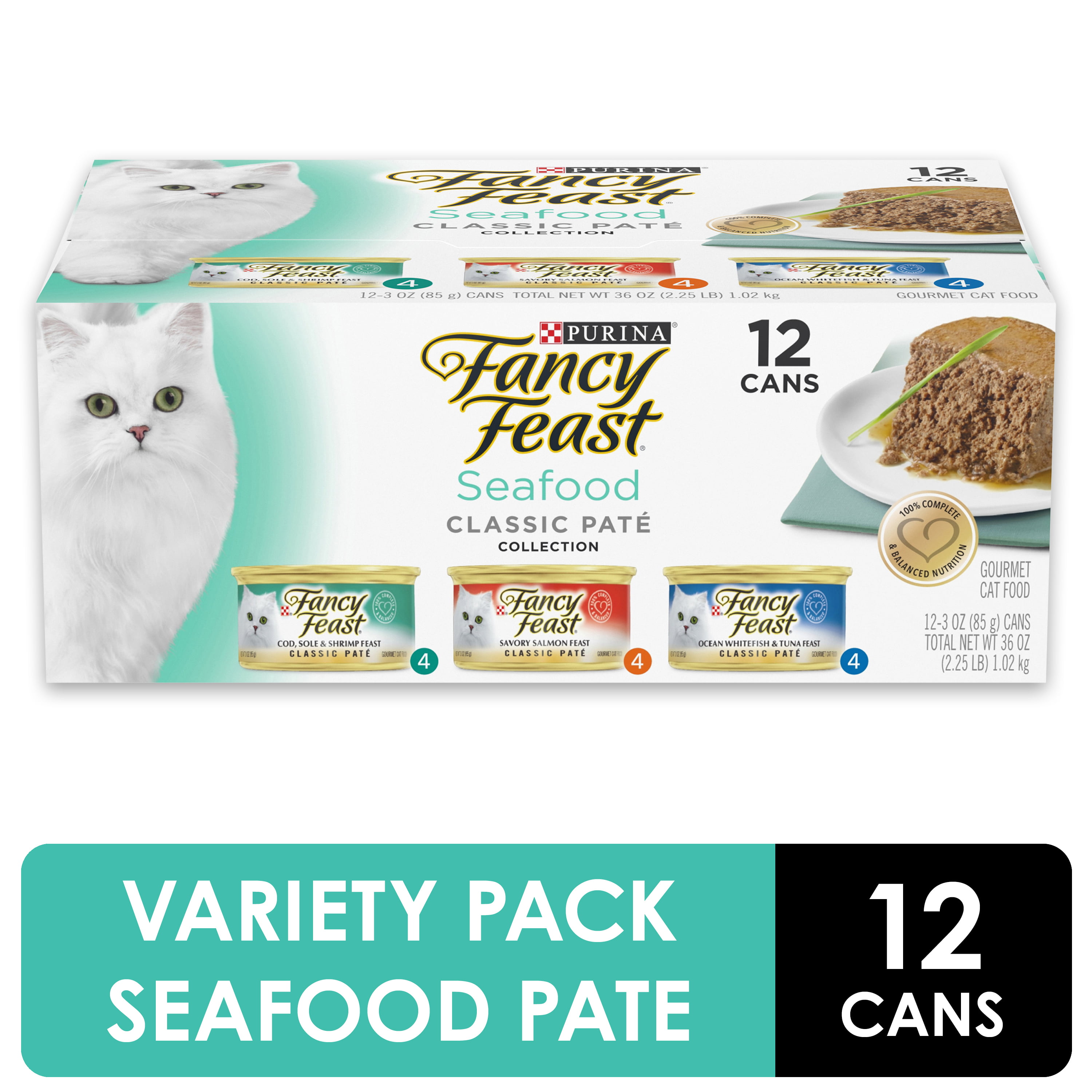(12 Pack) Fancy Feast Grain Free Pate Wet Cat Food Variety Pack