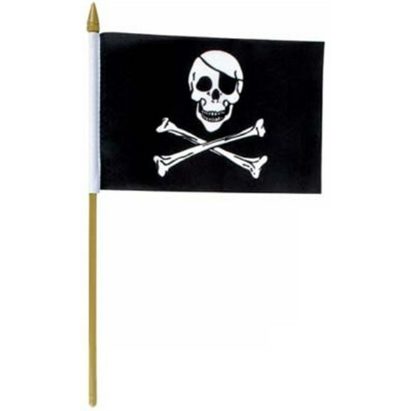 1 x 1.5' Skull Flags Wooden Dowel Parade Pirate Flags