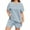 Light Blue, variant on Womens 2 Pieces Loungewear Knit Sets Short Sleeved Casual Tops & Elastic Waist Shorts Pants Sport Wear