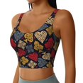 thumbnail image 2 of Pofeuu Vintage Card Print Sports Bra for Women Sexy Vest Yoga Running Gym Fitness Crop Bras Tops-, 2 of 8