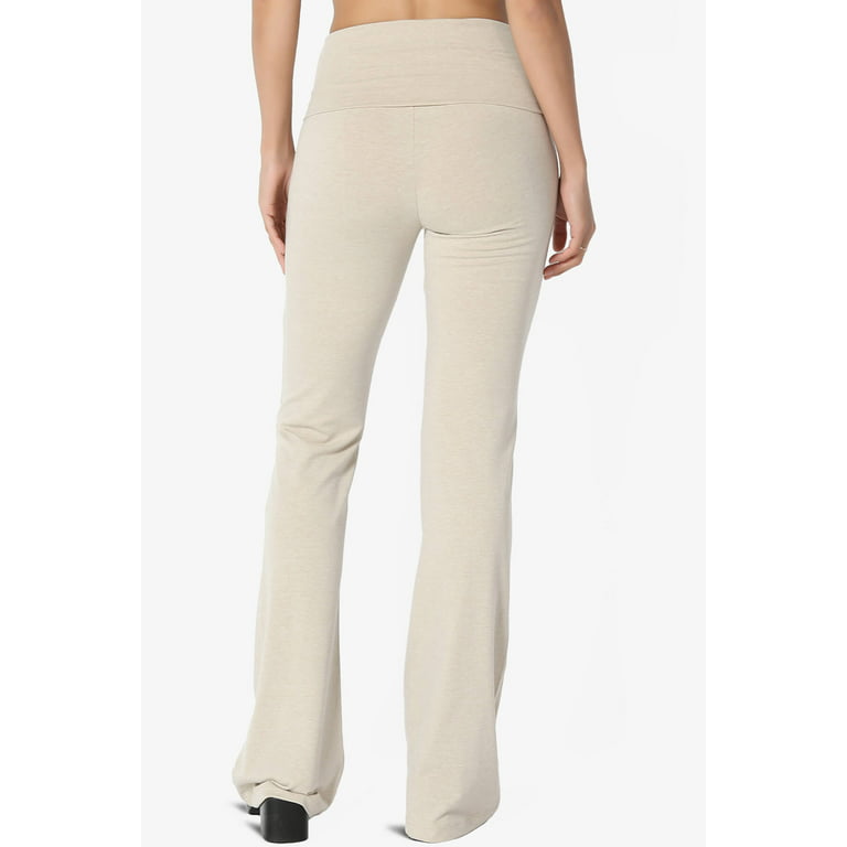 Women's PLUS Basic Foldover Waistband Comfy Stretch Cotton Boot Cut Lounge  Yoga Pants 