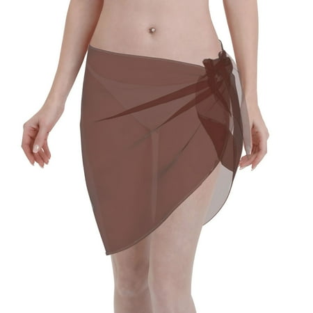 Coaee Brown Women s Short Sarongs Beach Wrap Sheer Bikini Wraps Chiffon Cover Ups for Beach  Swimming  Holiday