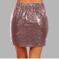 thumbnail image 4 of PWPSG Women's Stretch High Waist Mini Pencil Skirt, All Over Sequin Fabric, Ruched Asymmetrical Hem, Slim Fit for Nightclub Outings Pink S, 4 of 5