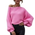 thumbnail image 2 of Lilgiuy Women's Fashion Sweater Coat Top Round-neck Loose Long Sleeve Splicing Coat for Gym Exercise, 2 of 5
