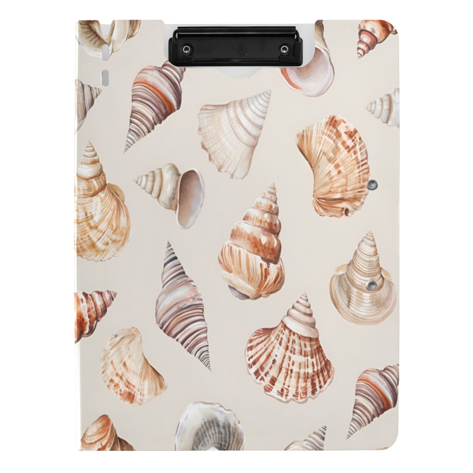 FORMRS A4 Clipboard Folder with Pen Holder Horizontal Foldable School Office Binder, Red Watercolor Seashells