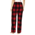 thumbnail image 3 of Pajama Pants Women, Red Black Twill Stripe Plaid Sweatpants Soft Sleep Lounge Pants, Casual PJ Bottoms Pants with Pockets, 3 of 5