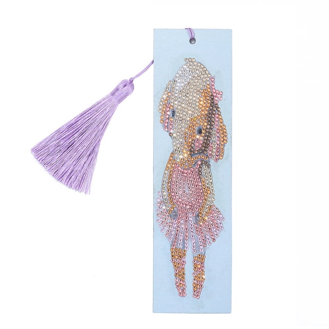 Yuarrent Marcapáginas con pintura de diamantes 5D DIY, decoración de borlas de cuero, marca de libro para el Día de San Valentín, graduación, Artesanía Elefante Yuarrent HA003279-02