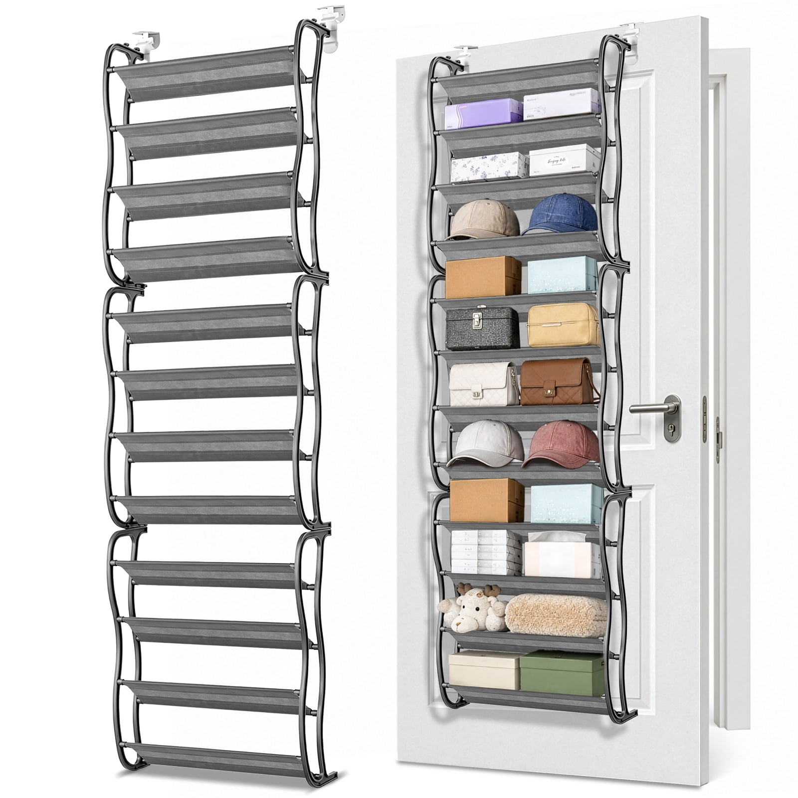 Astoutdoor 12-Tier Hanging Door Shoe Rack, Grey, 19.68 x 6.69 x 71.26 in