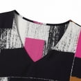 thumbnail image 4 of Xdegoge Tunic for Women V Neck Half Bell Sleeve Geometric Color Block Plaid Pattern Loose Fit Modern Artistic Style Casual Dressy Lightweight Chiffon Summer Tops, 4 of 6