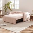 thumbnail image 5 of AENKYO Pull Out Sleeper Loveseat Sofa Bed 3-in-1 w/ USB Ports - Convertible Design for Small Spaces, Pink, 5 of 7