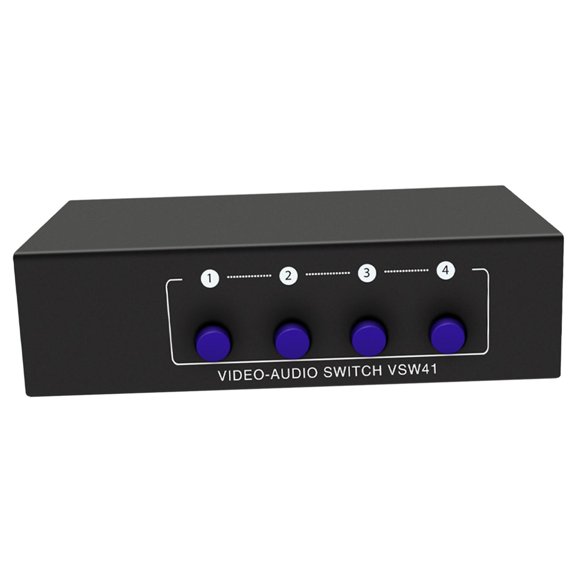 Conmutador RCA de 4 vías Conmutador de audio y video Conmutador RCA de 4 entradas y 1 salida Adaptador de audio de 4 vías para reproductor DVD Altavoz