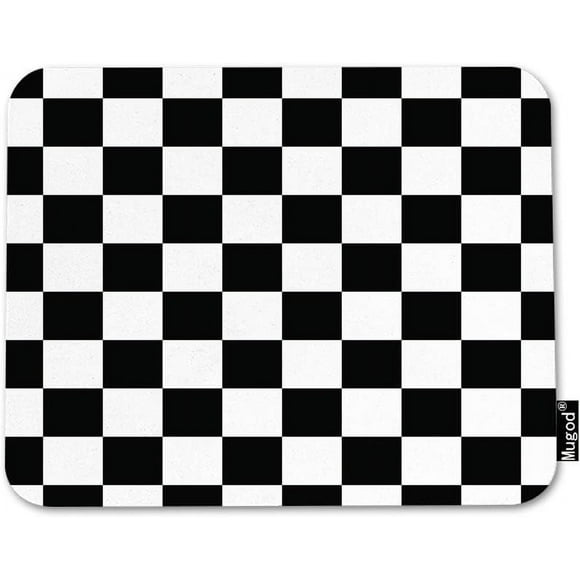 Checkerboard Mouse Pad Geometric Black and White Plaid Pattern, NonSlip Rubber Base, Ideal for Computer Laptop PC Gaming and Office Use, 9.5x7.9 Inch