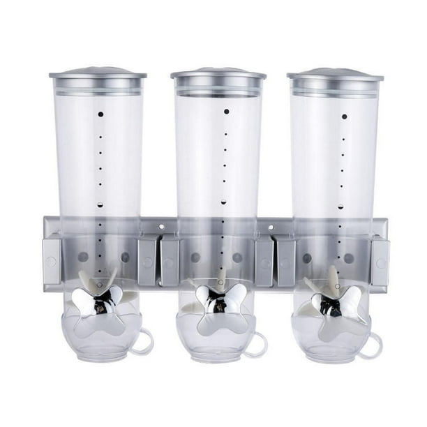 Dispensador de alimentos secos, recipiente Triple para el hogar, reutilizable, montaje en pared, contenedor de , cocina, acrílico, dispensador de
