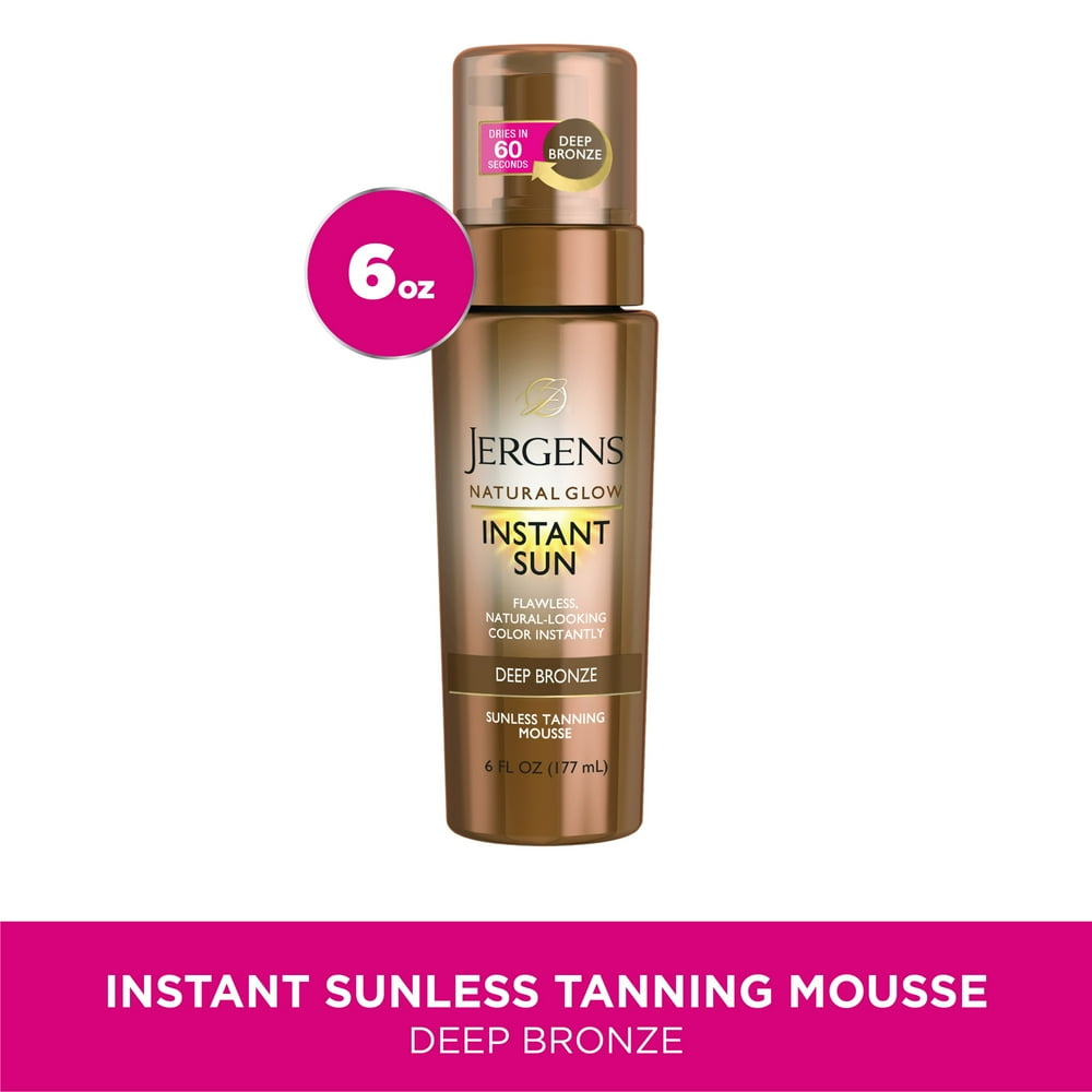Jergens Natural Glow Instant Sun Sunless Tanning Mousse, Deep Bronze, 6 fl oz