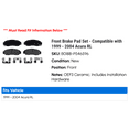thumbnail image 2 of Front Brake Pad Set - Compatible with 1999 - 2004 Acura RL 2000 2001 2002 2003, 2 of 2